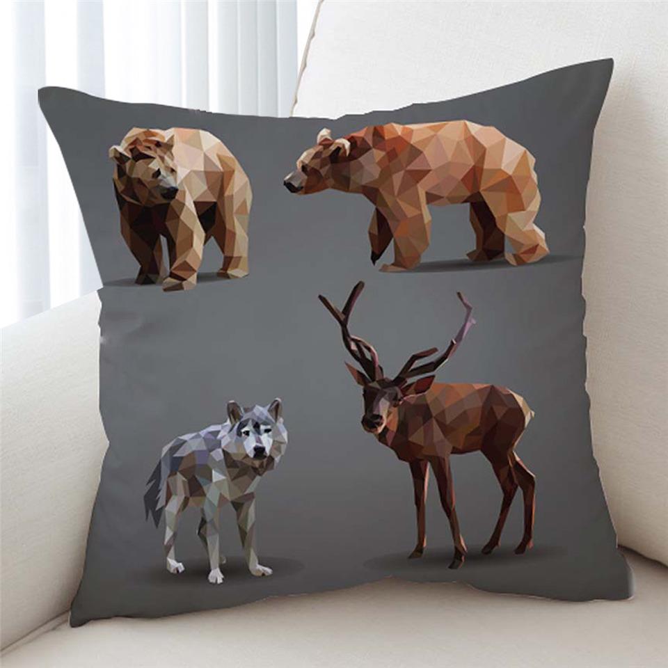 3D Geometric Animals Cushion Cover