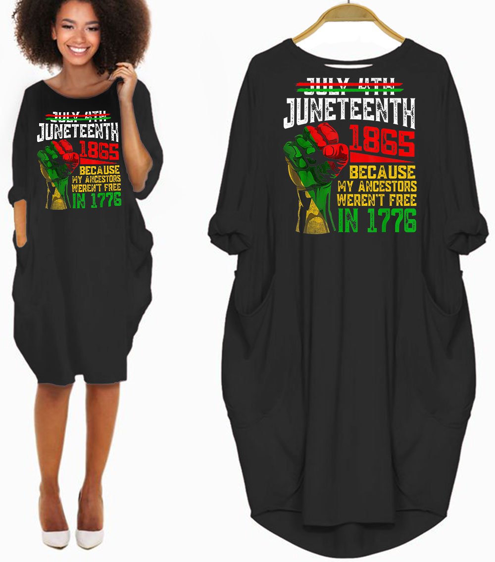 African American Dresses July 4Th Juneteenth 1865 Because My Ancestors Cute Afro American Girl Long Sleeve Pocket Dress African Dresses For Girls