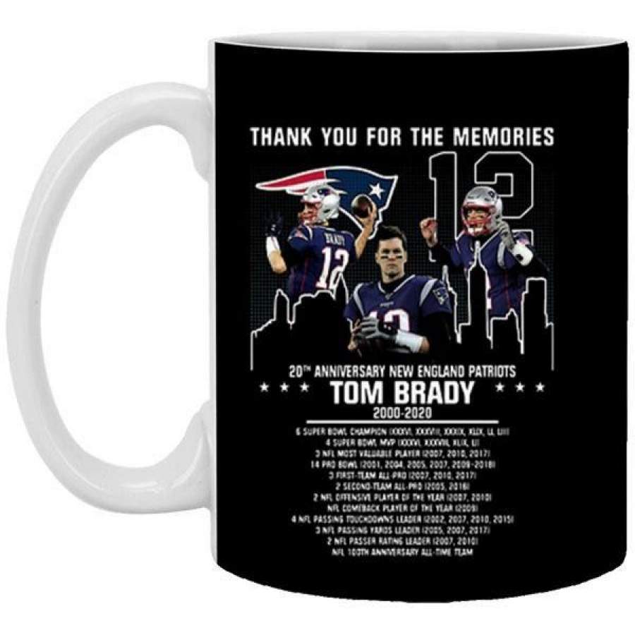 Thank you for the memories Tom Brady 20th anniversary New England Patriots Black Costume gift 11 oz Mug