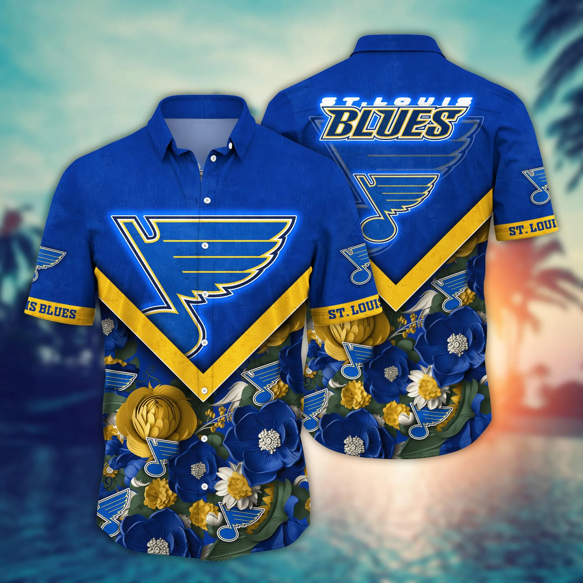 St. Louis Blues Nhl Hawaiian Shirt Custom Sea Shores Aloha Shirt