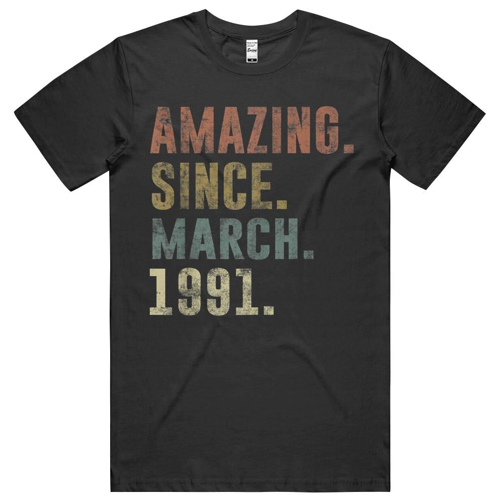 30th Birthday Retro Gifts Vintage Amazing Since 1991 Shirt