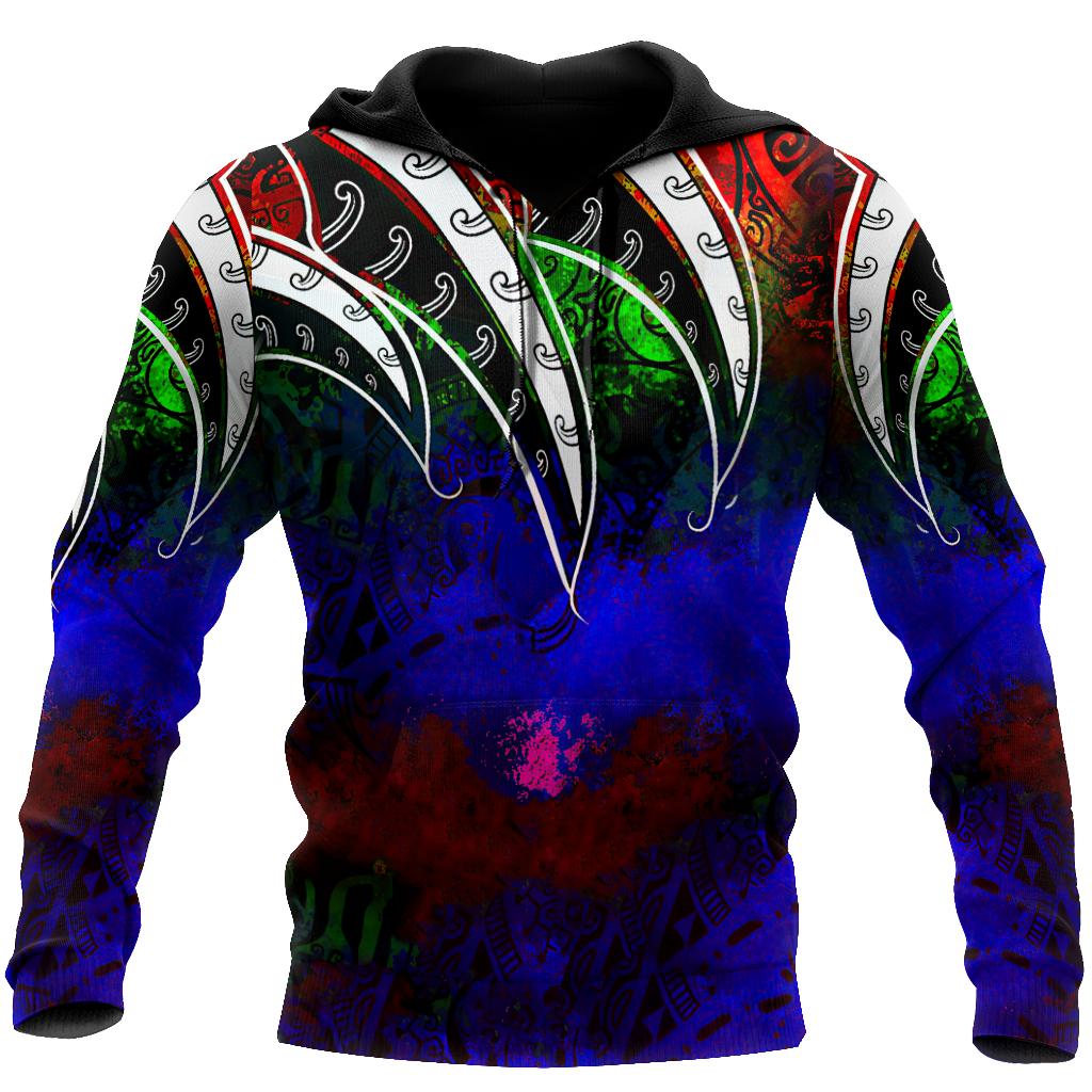 Amazing Polynesian Tattoo And Color Unisex Deluxe Hoodie ML