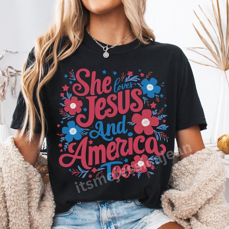 Comfort COolors 4Th Of July Shirt, Usa Shirt, Fourth Of July Shirt, She Loves Jesus And America Too Shirt Casual Cotton Shirt For Men For Women
