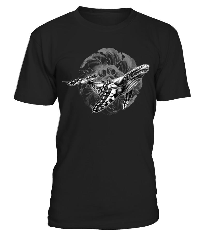 Butterfly Whale  -Dark Background- T shirts C-FVJK4