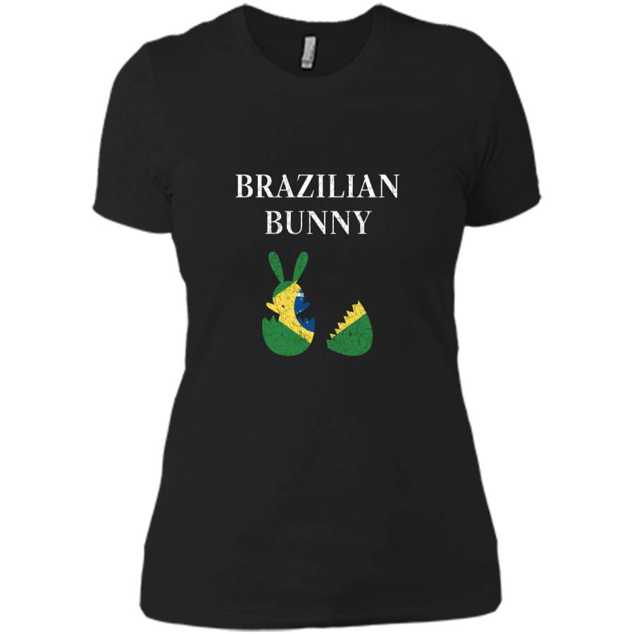 Brazilian Bunny Brazil Flag Easter Distressed Premium Shirt Next Level Ladies Boyfriend Tee