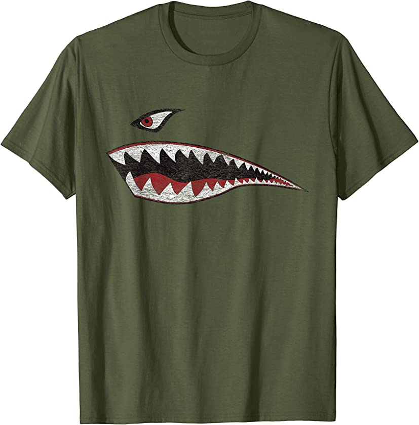 SHARK TEETH NOSE ART WARHAWK P-40 A-10 WARTHOG WAR PLANE T-Shirt