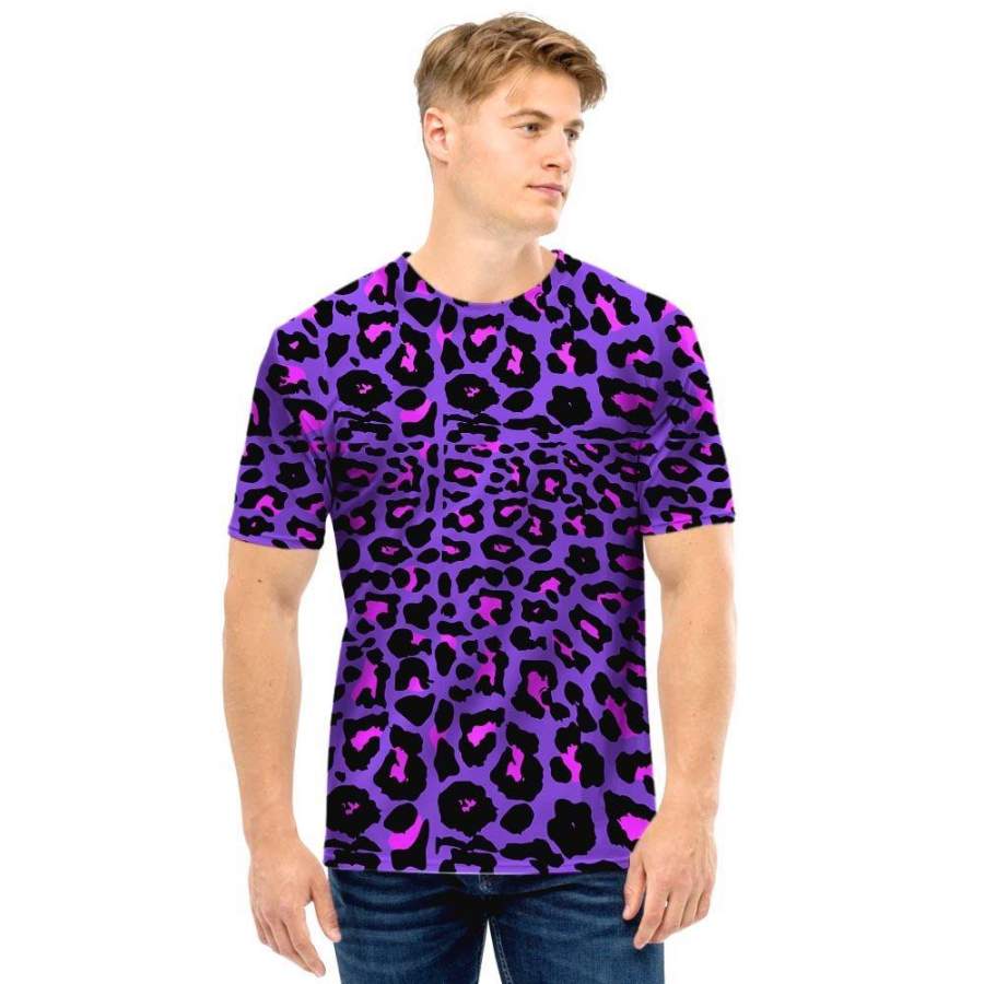 Purple Leopard Men T Shirt