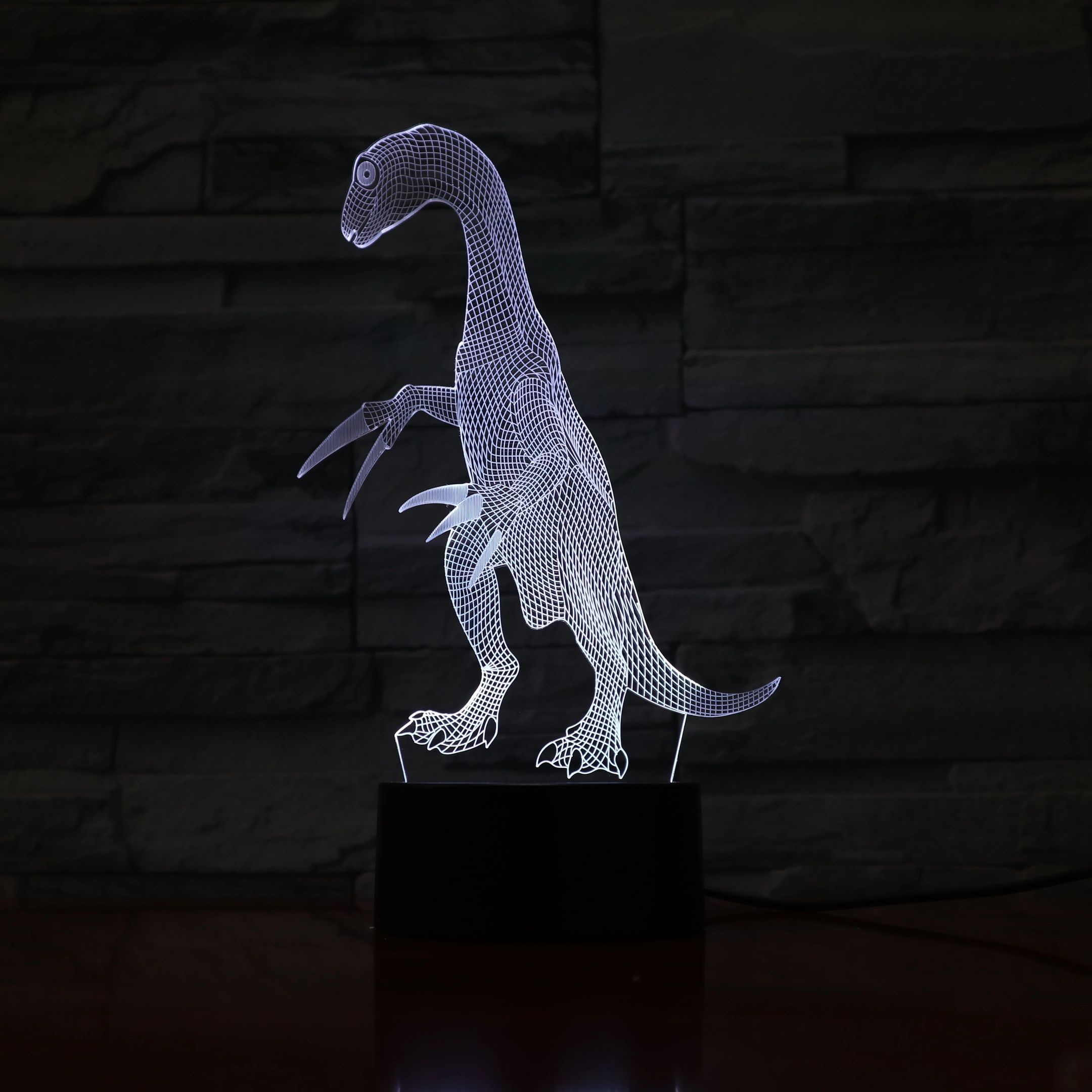 Prehistoric Animal Troodon Pattern 3D Illusion Night Light Led Light