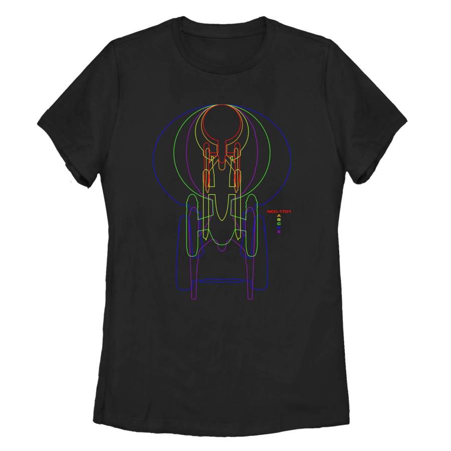 Star Trek Women’s Rainbow Enterprise Evolution  T Shirt