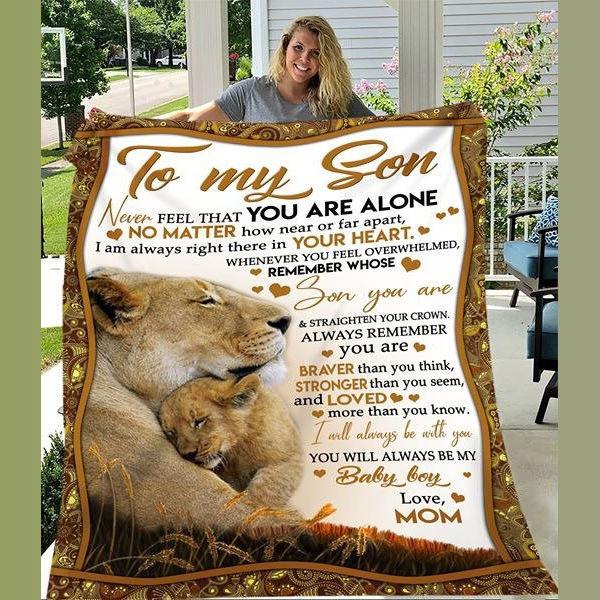 To Son You Are Not Alone Love You From Mom Lion Christmas Gift Quilt