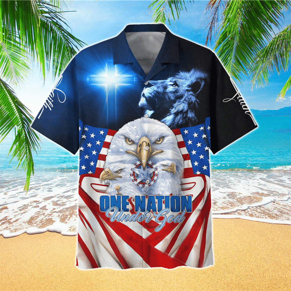 Eagle One Nation Under God Hawaii Shirt Aloha Ha61622