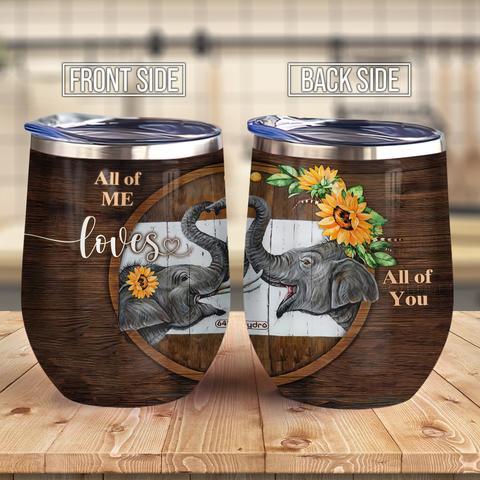 Wooden Style Elephant Couple Love All Of You Couple Gift Wine Tumbler Personalized Tumblers Mug Custom Wine Tumbler Gift Idea