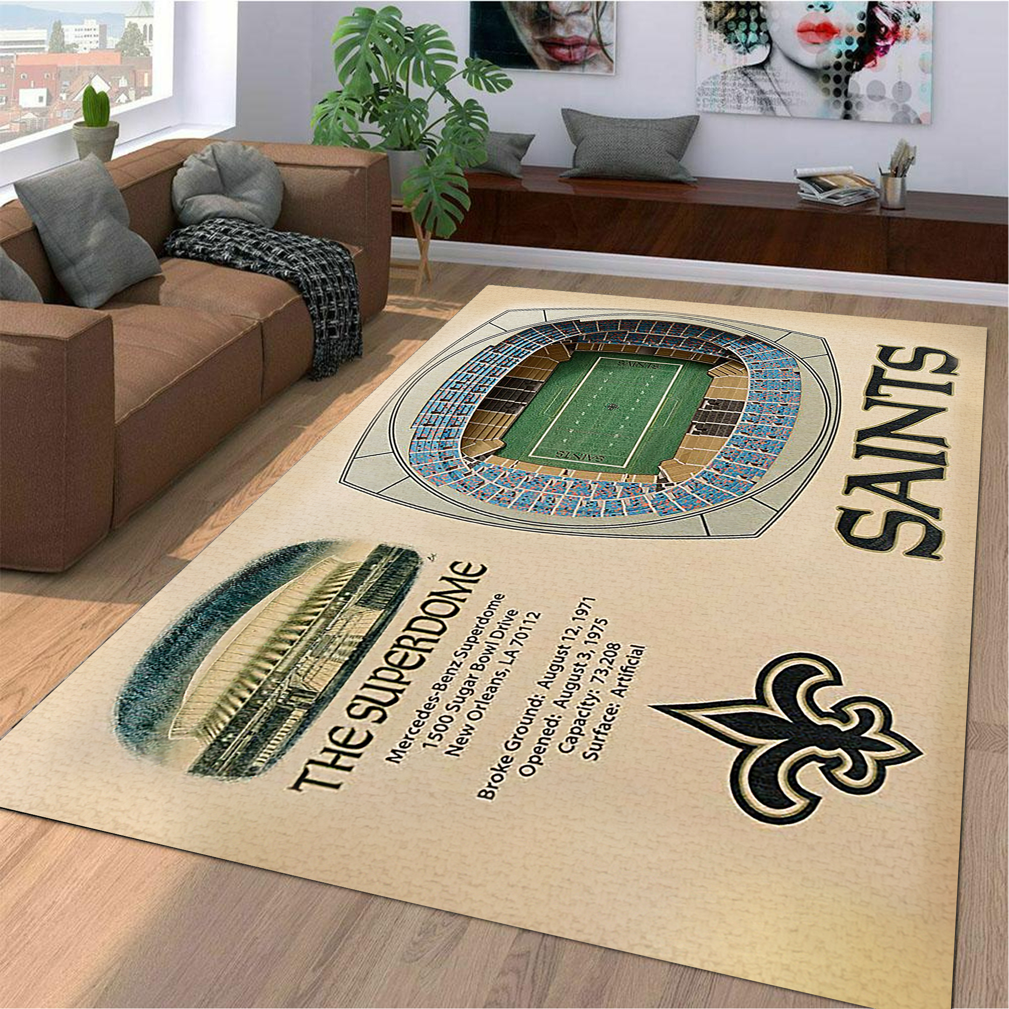 Fan Deco – New Orleans Saints Stadium 3D View Area Rug