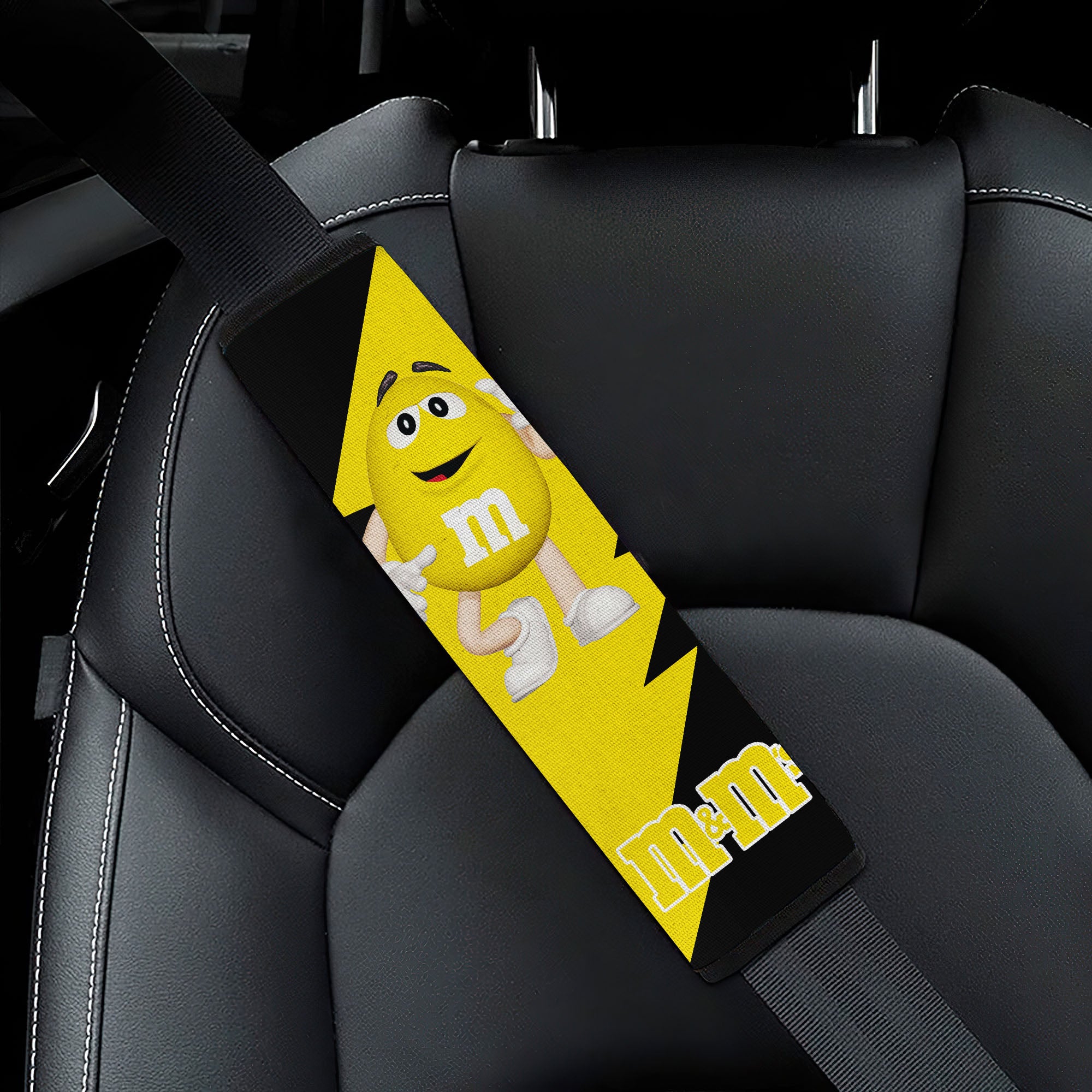 M&M’S Candy Ice Cream Cones Chocolate Yellow Car Seat Belt Covers Custom Car Accessories