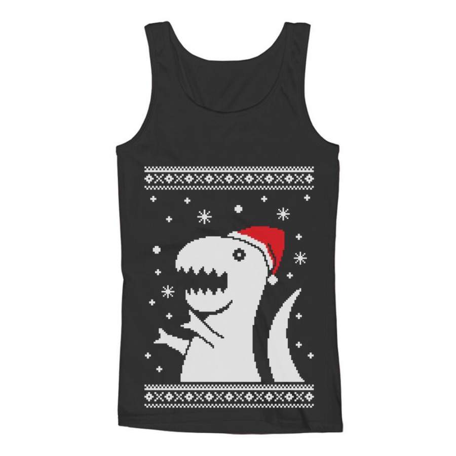 Ugly Christmas Sweater Big Trex Santa – Funny Xmas Women Tank Top