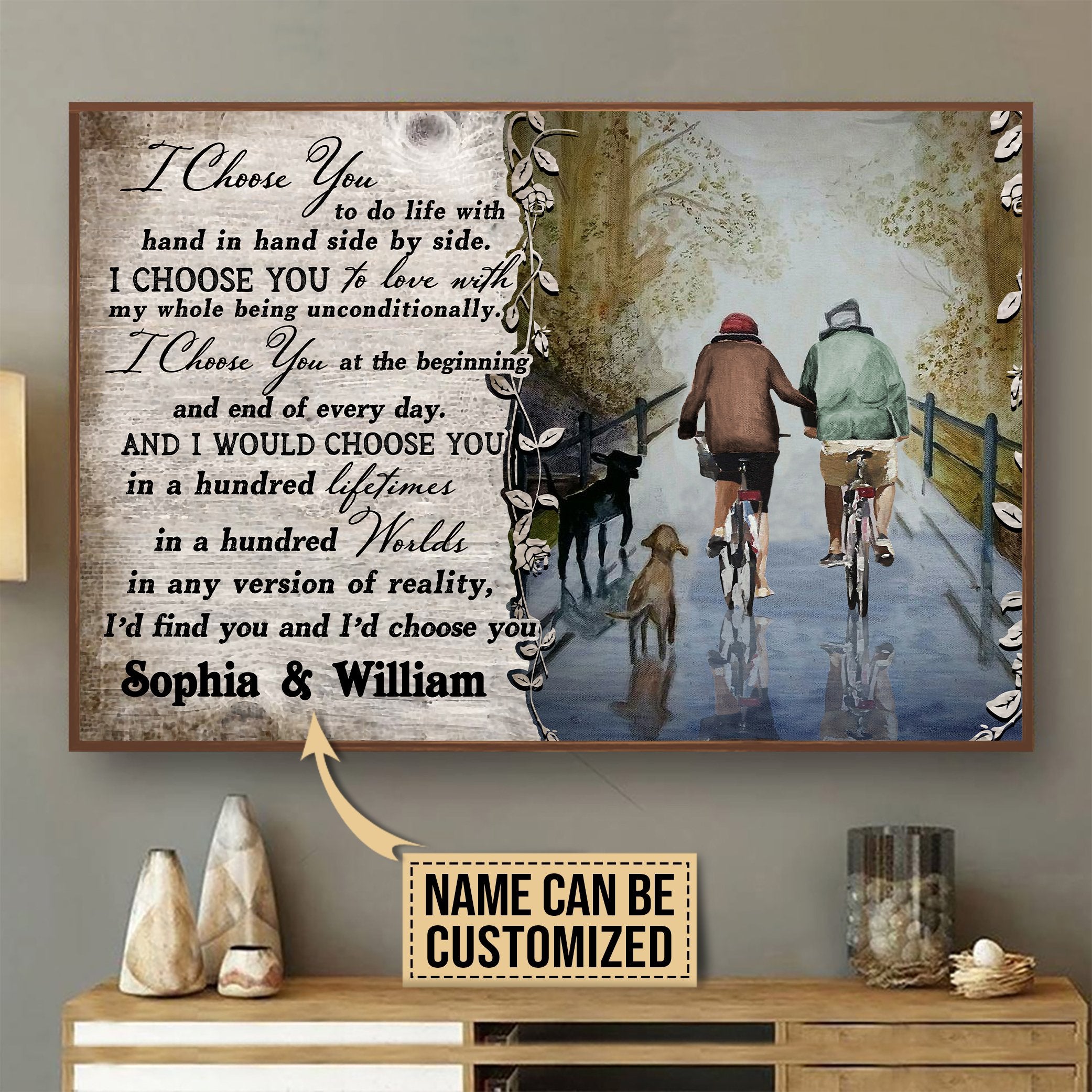 Aeticon Gifts Personalized Cycling I Choose You Canvas Mom Dad Gift Home Decor