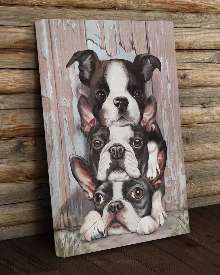 Boston Terrier Wall Canvas Gift for Friend Birthday Gift Warm Home Decor Wall Art Visual Art