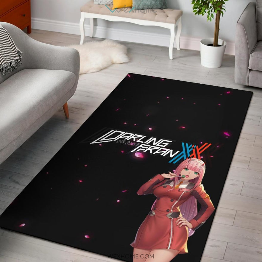 Darling In The Franxx Anime Area Rug | Sexy Zero Two Eating Candy Cherry Blossom Rugs Home Decor Na082603