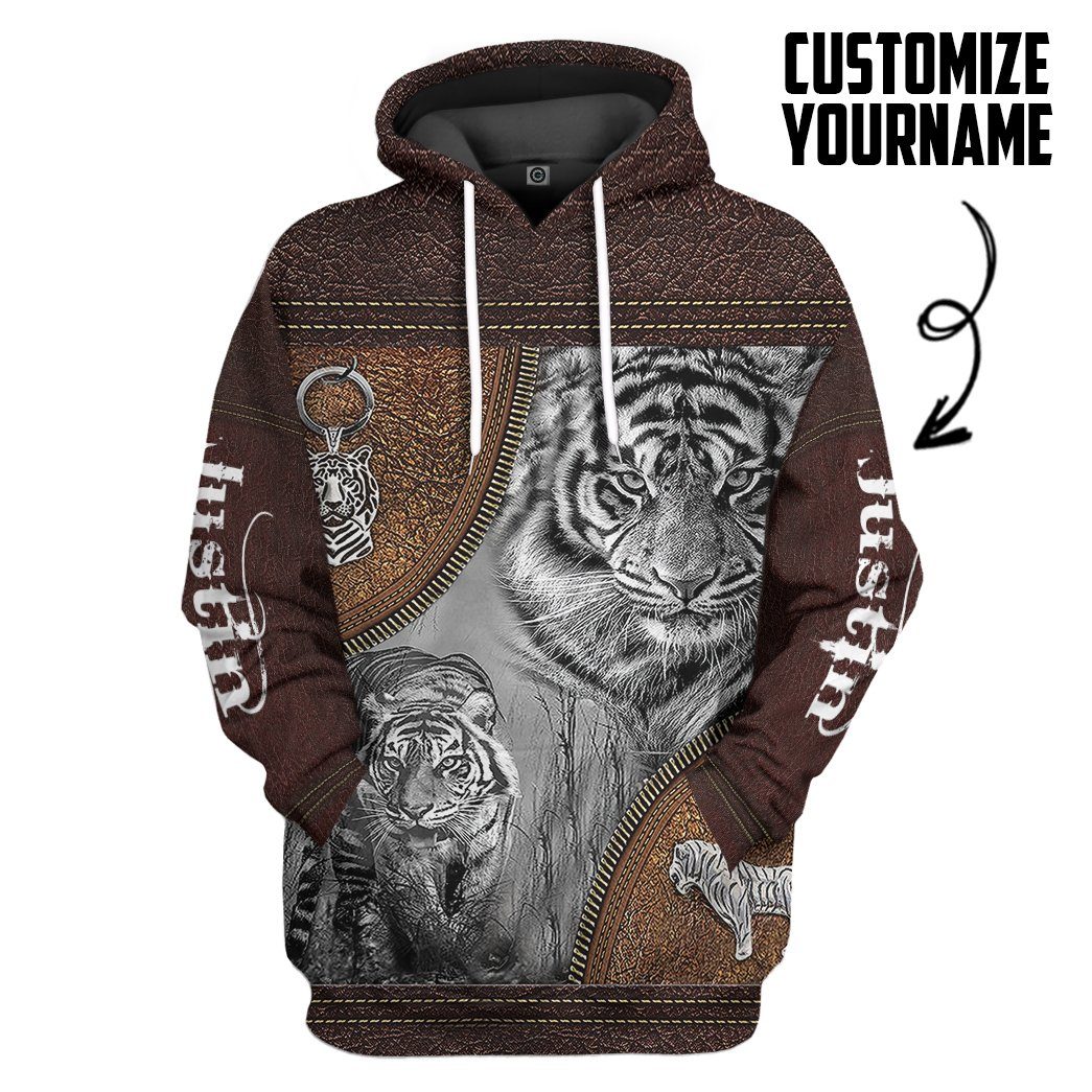 Gearhumans  Gearhuman 3D Tiger Leather Custom Name Tshirt Hoodie Apparel