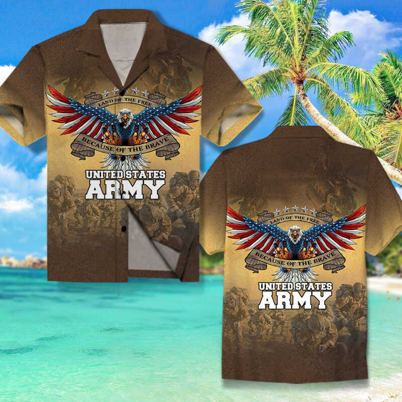 Land Of The Free Because Brave Us Army All Over Print Hawaii Shirt Ha96202