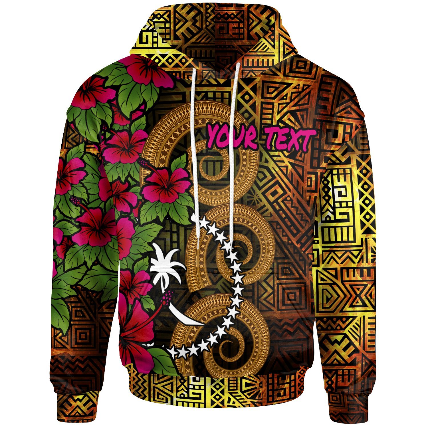 Chuuk Micronesia Custom Personalised Hoodie – Hibiscus Vintage – BN12