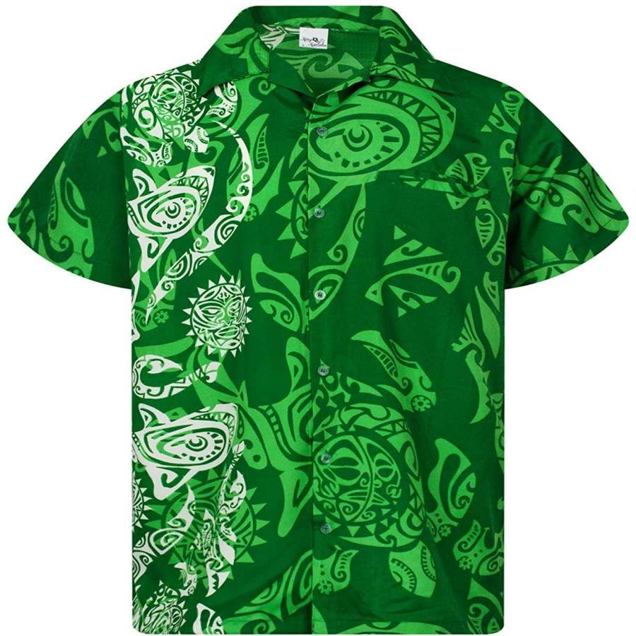 Maori Green Funky Hawaii Aloha Shirts Ha78200