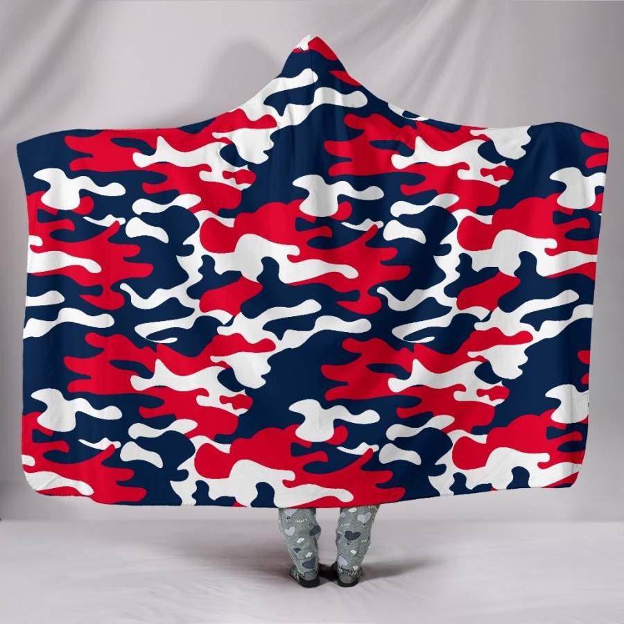 New England Patriots Inspired Hoodie Blanket Camo Snuggie Wrap Blanket Throw Gift Pro Football