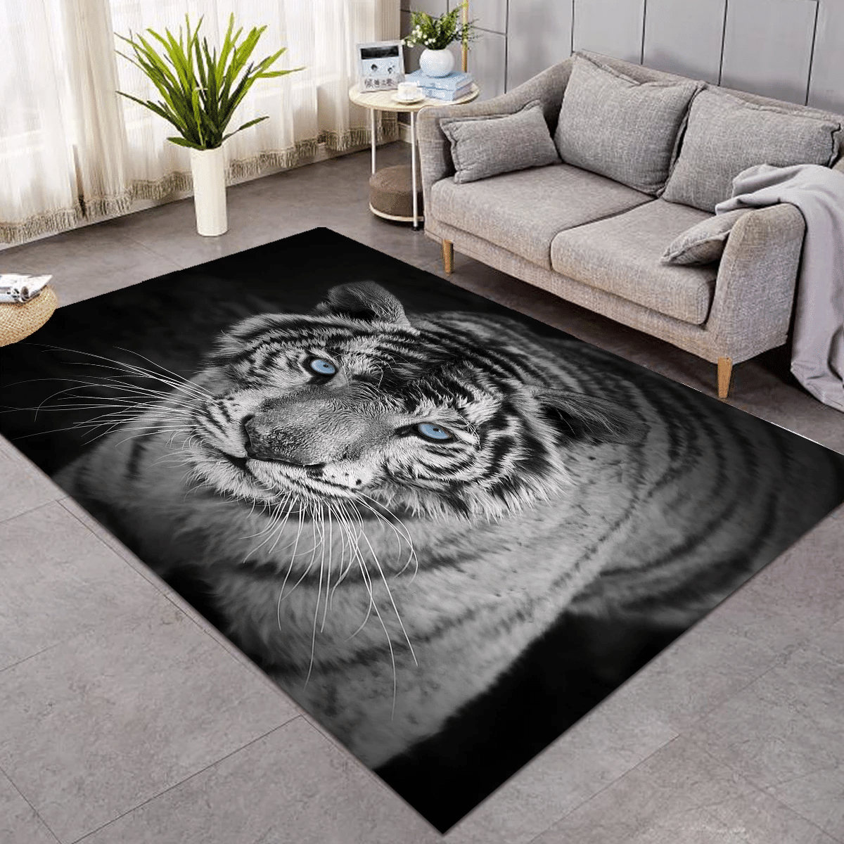 Blue Eye Tiger Rug Living Home Decor