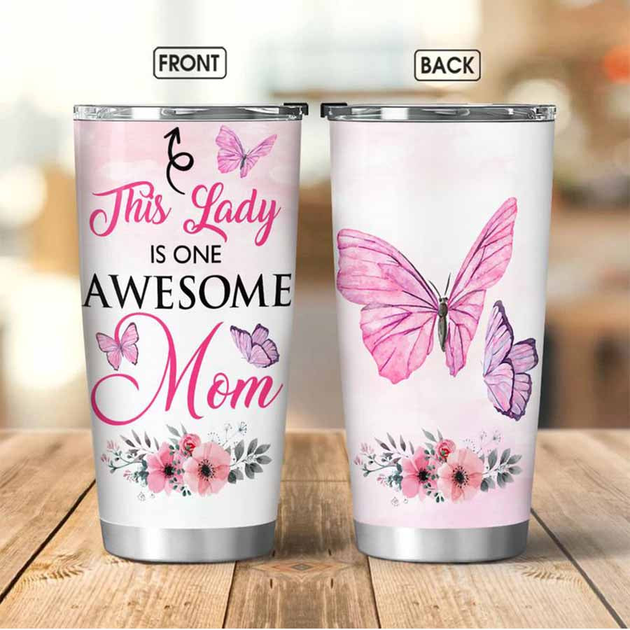 Butterfly Awesome Mom Stainless Steel Tumbler