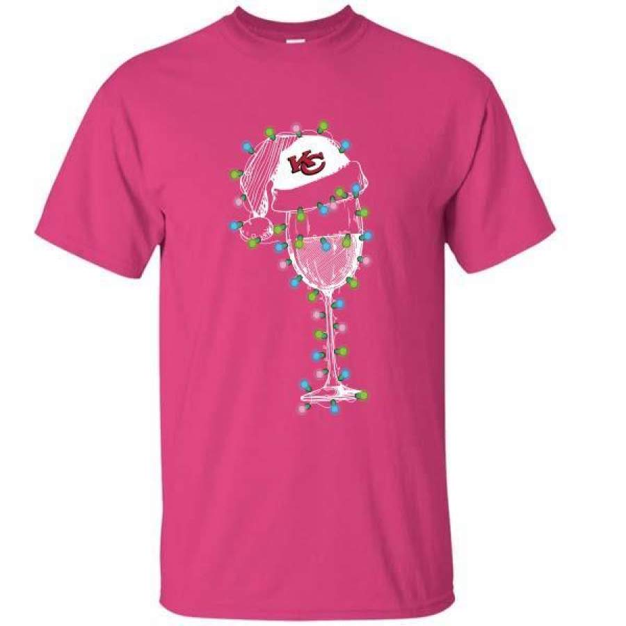 Kansas City Chiefs wine glass light christmas T-Shirt