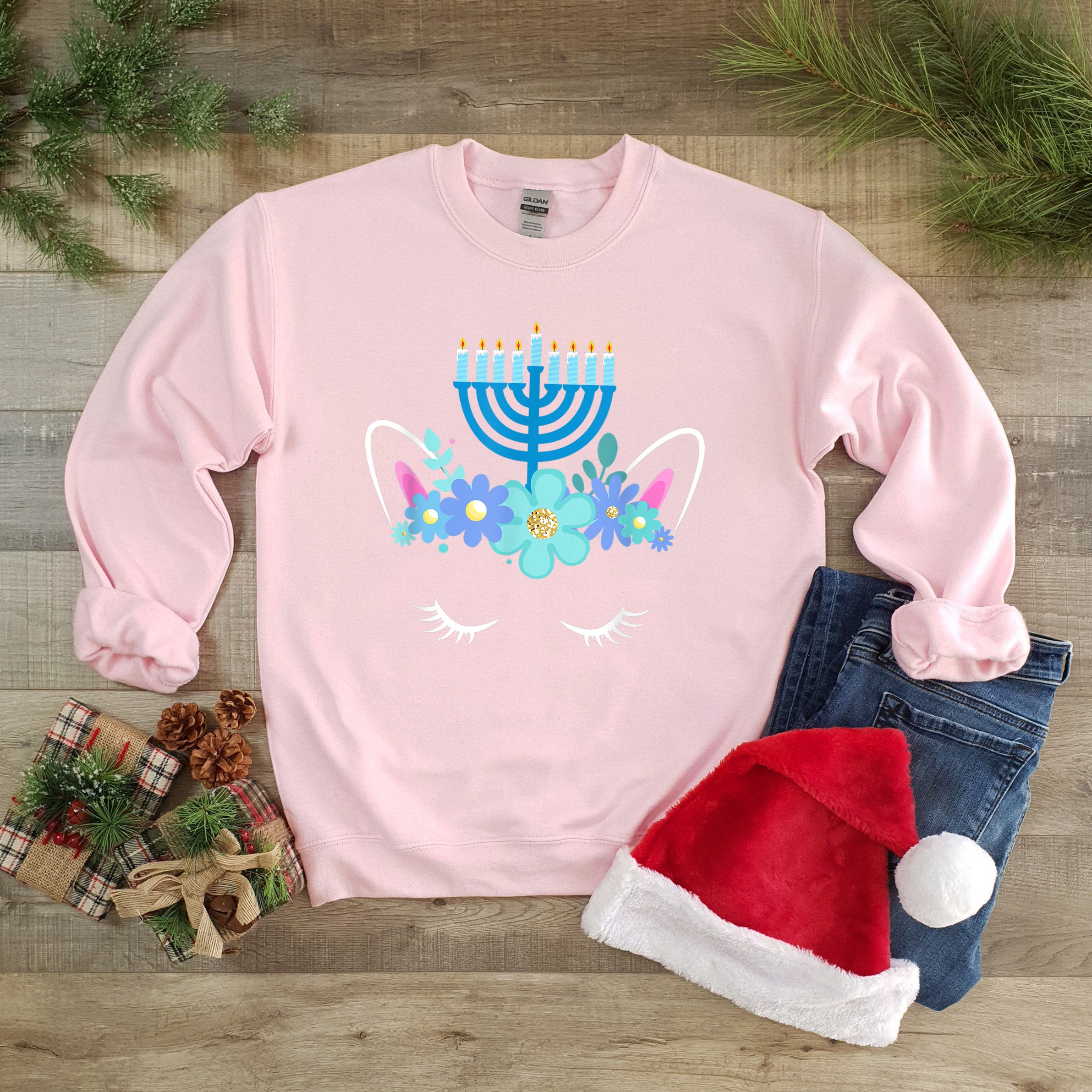 Unicorn Face Hanukkah Funny Kids Sweater Christmas Gift For Girls