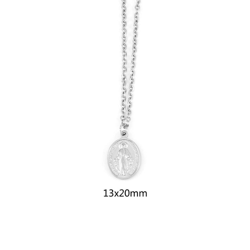 Stainless Steel Virgin Mary Medal Charm Necklace For Women Men Gold Color Our Lady of Guadalupe Cross Medallas ReligiosasJewelry alx