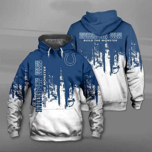 Cool Custom Hoodie Indianapolis Colts 3D Hoodie A3166 Hoodie 3D Pullover Zip Hoodie 3D