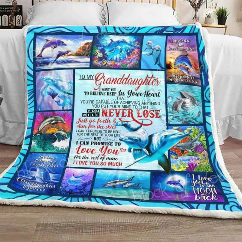 Dolphin Animal Fleece Blanket  To My Granddaughter