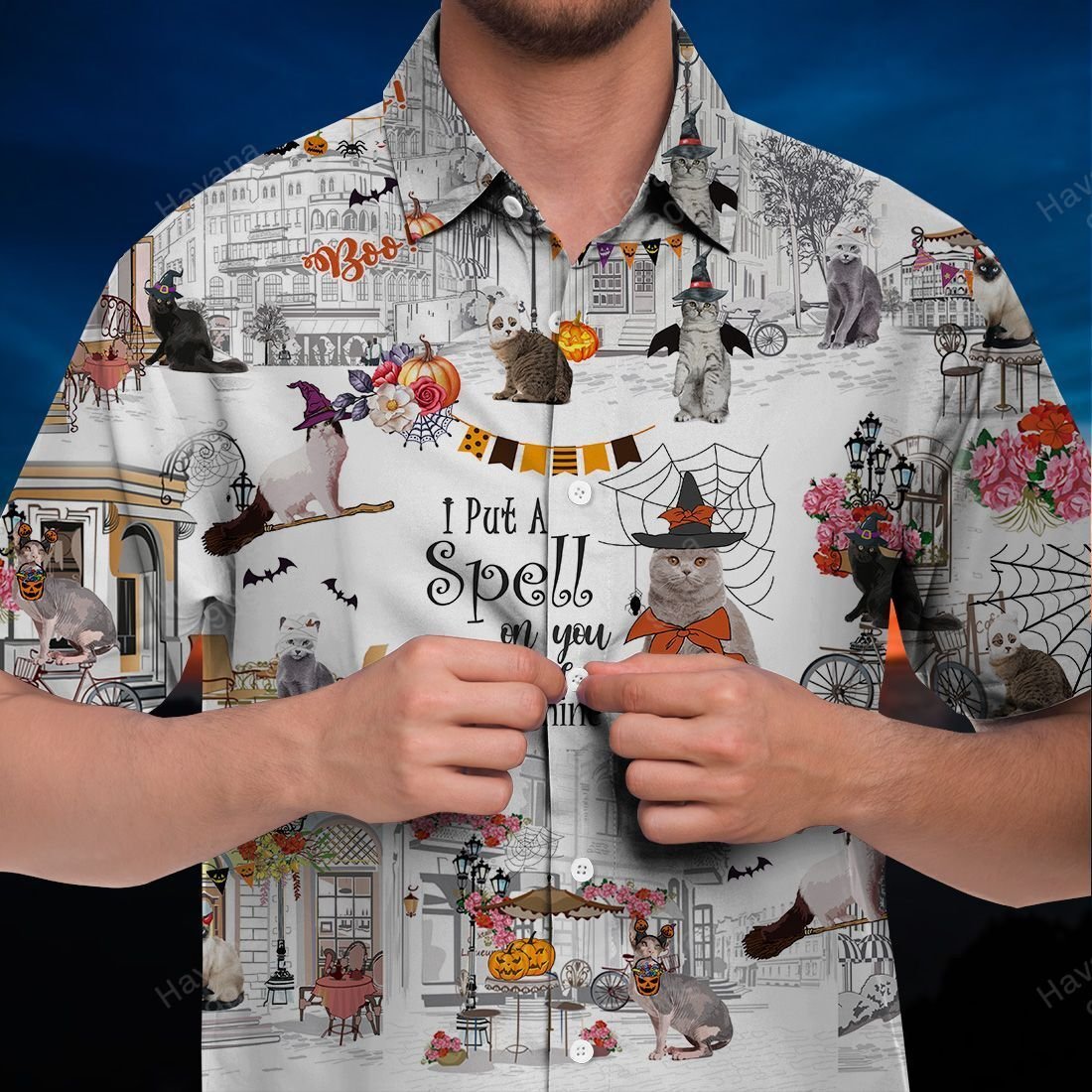 Cat Hawaii Shirt Halloween City Art Ha14