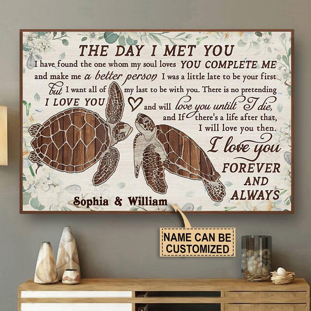 Aeticon Gifts Personalized Sea Turtle The Day I Met Canvas Mom Dad Gift Home Decor