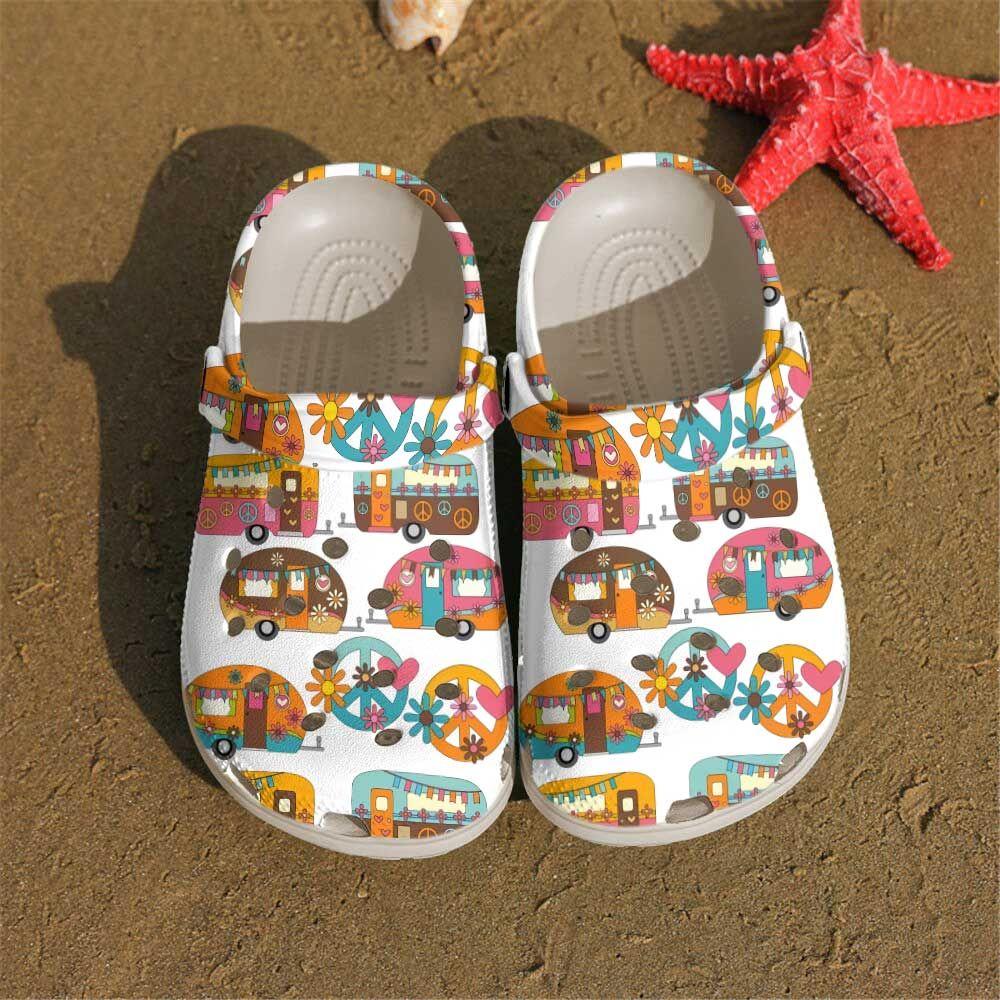 Camping Personalized Clog, Custom Name, Text, Color, Number Fashion Style For Women, Men, Kid, Print 3D Caravan Pattern