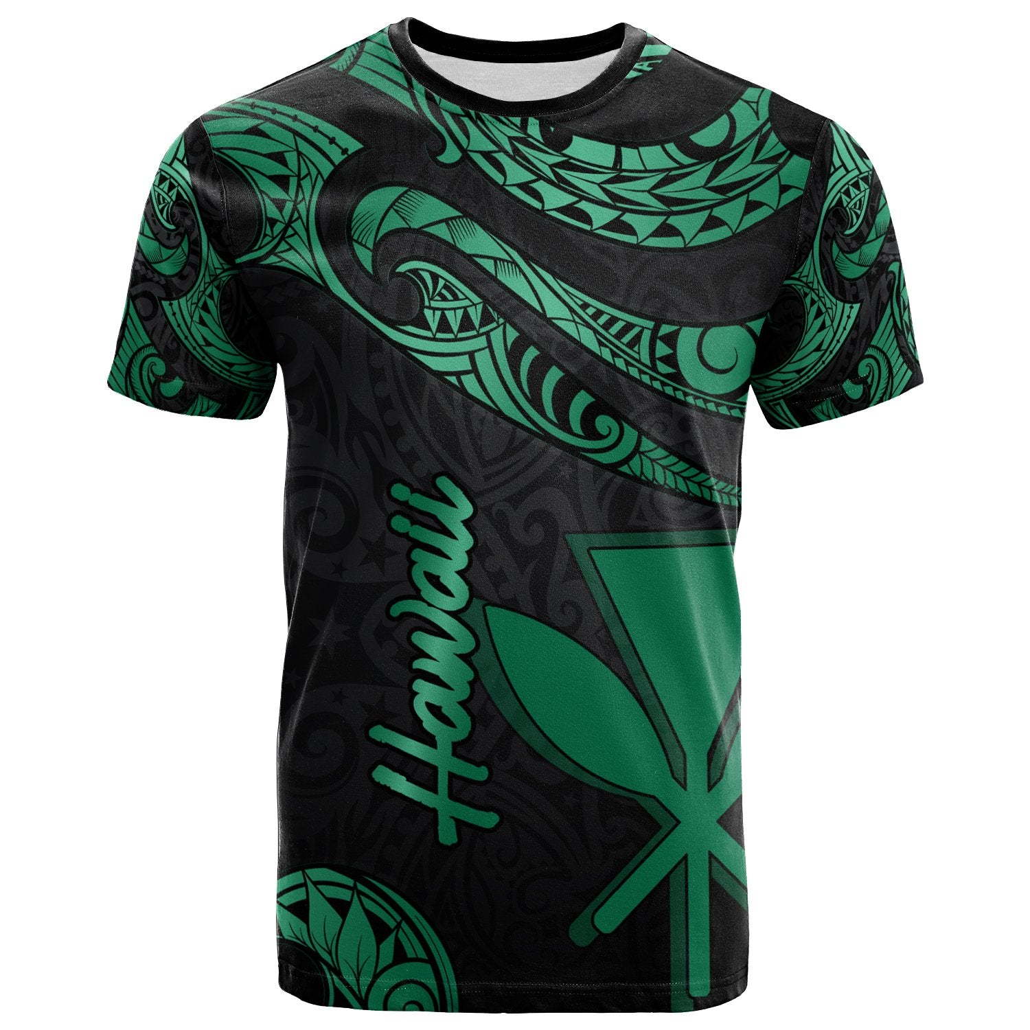 Hawaii Kanaka Maoli Polynesian T-Shirt - Poly Tattoo Green Version ...