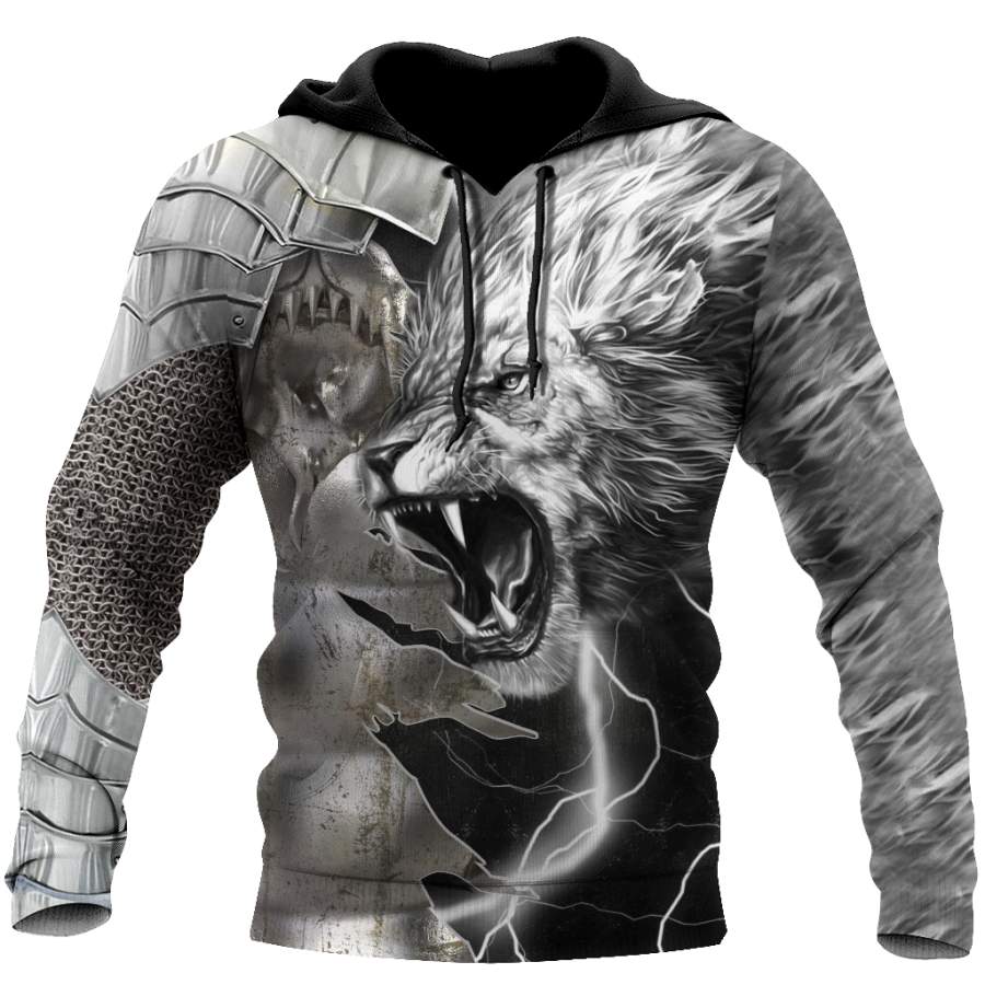 3D Warrior Tattoo Over Printed Hoodie for Men TP