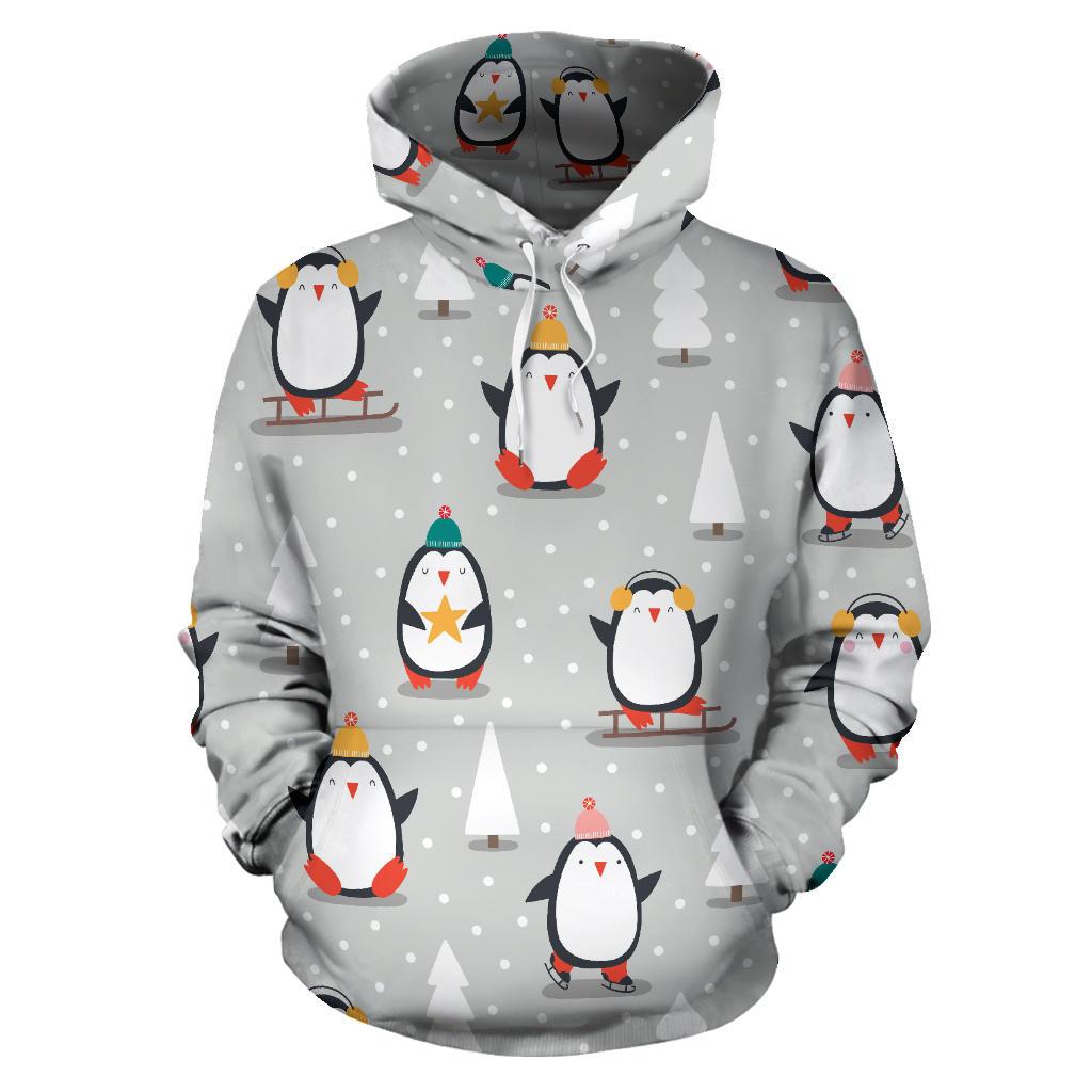 Cute Penguin Christmas Pattern Men Women Pullover Hoodie