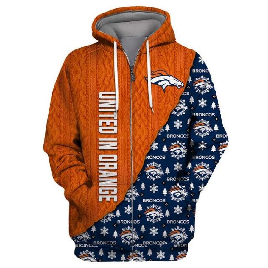 Denver Broncos Cool Christmas Zipper Hoodie