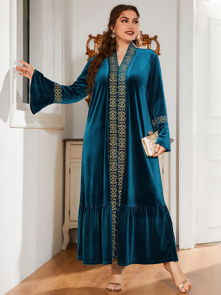 TOLEEN Women Plus Size Maxi Dress 2022 Autumn Winter Elegant Long Sleeve Abaya Muslim Turkey Evening Party Wedding Robe Clothing alx