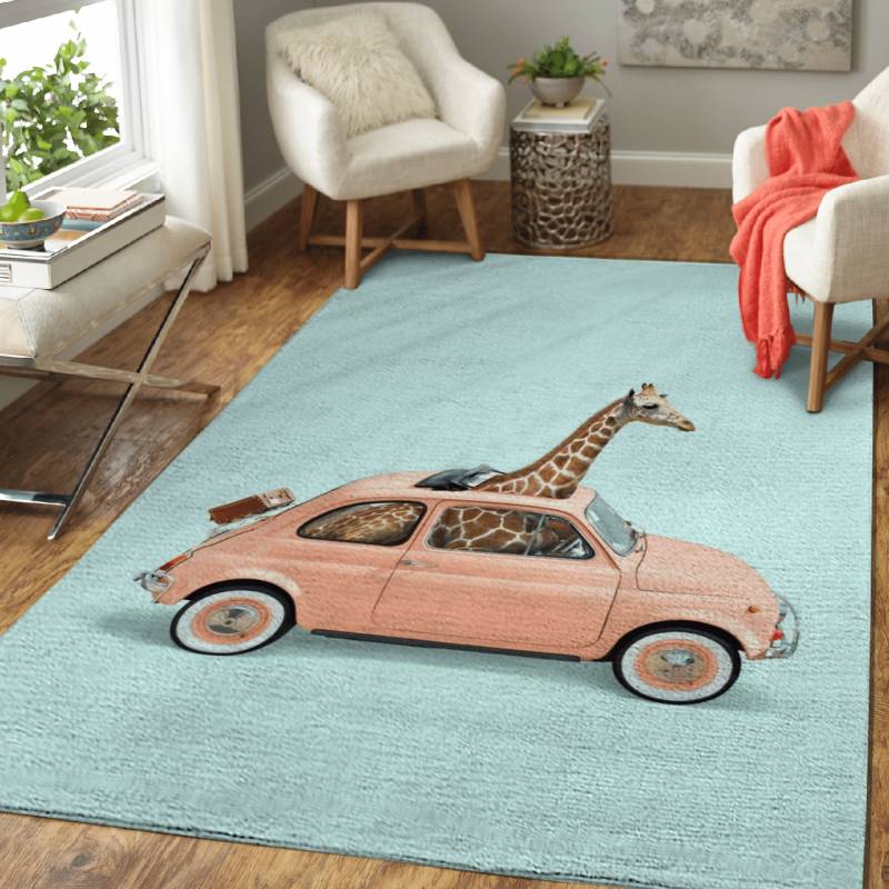 Giraffe Car – Animals Area Rug Carpet