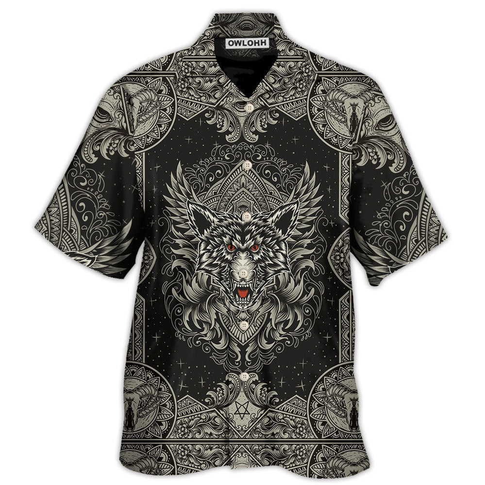 Wolf Art Line Darkness – Hawaiian Shirt  – Owl Ohh