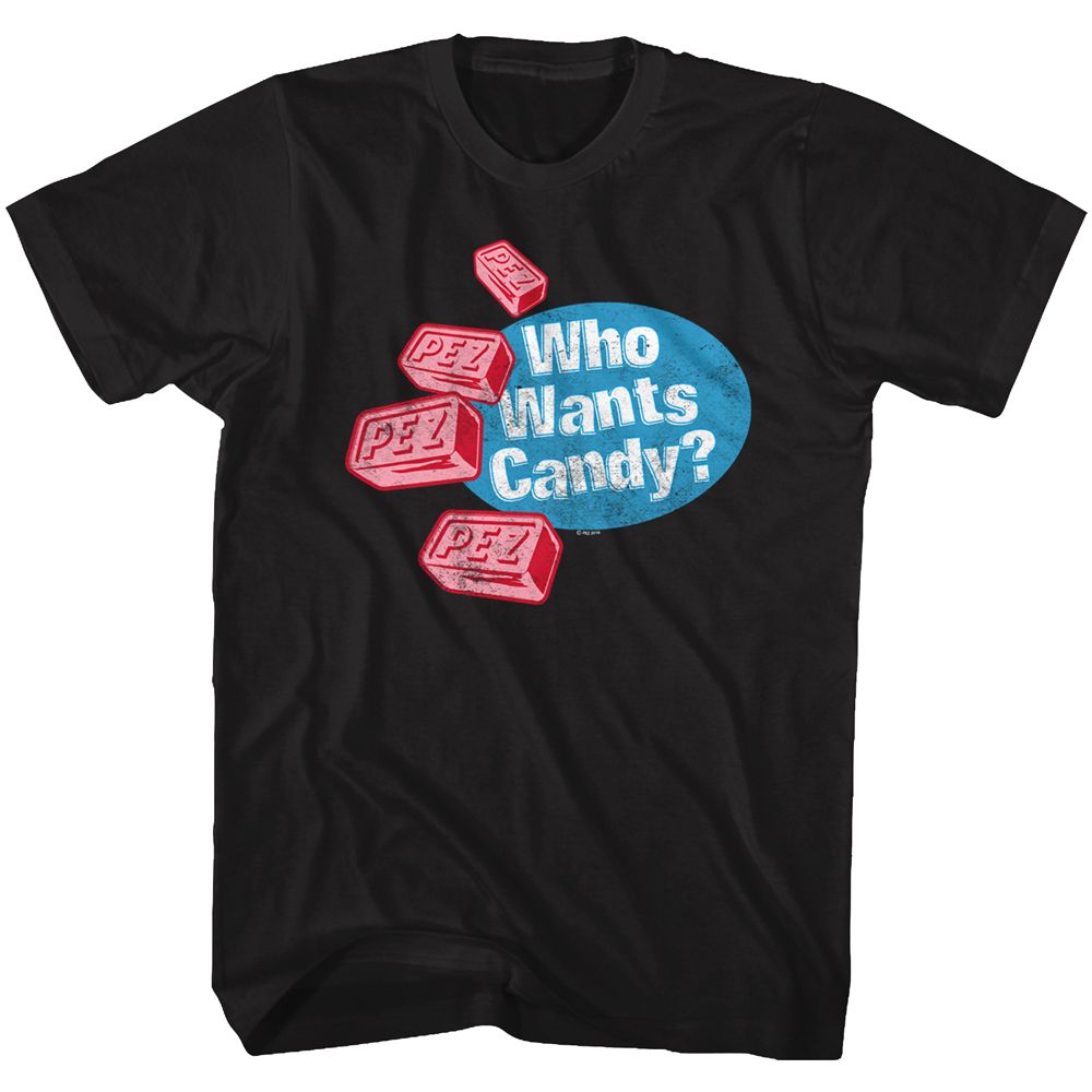 Pez-Who Wants Candy-Black Adult S/S Tshirt