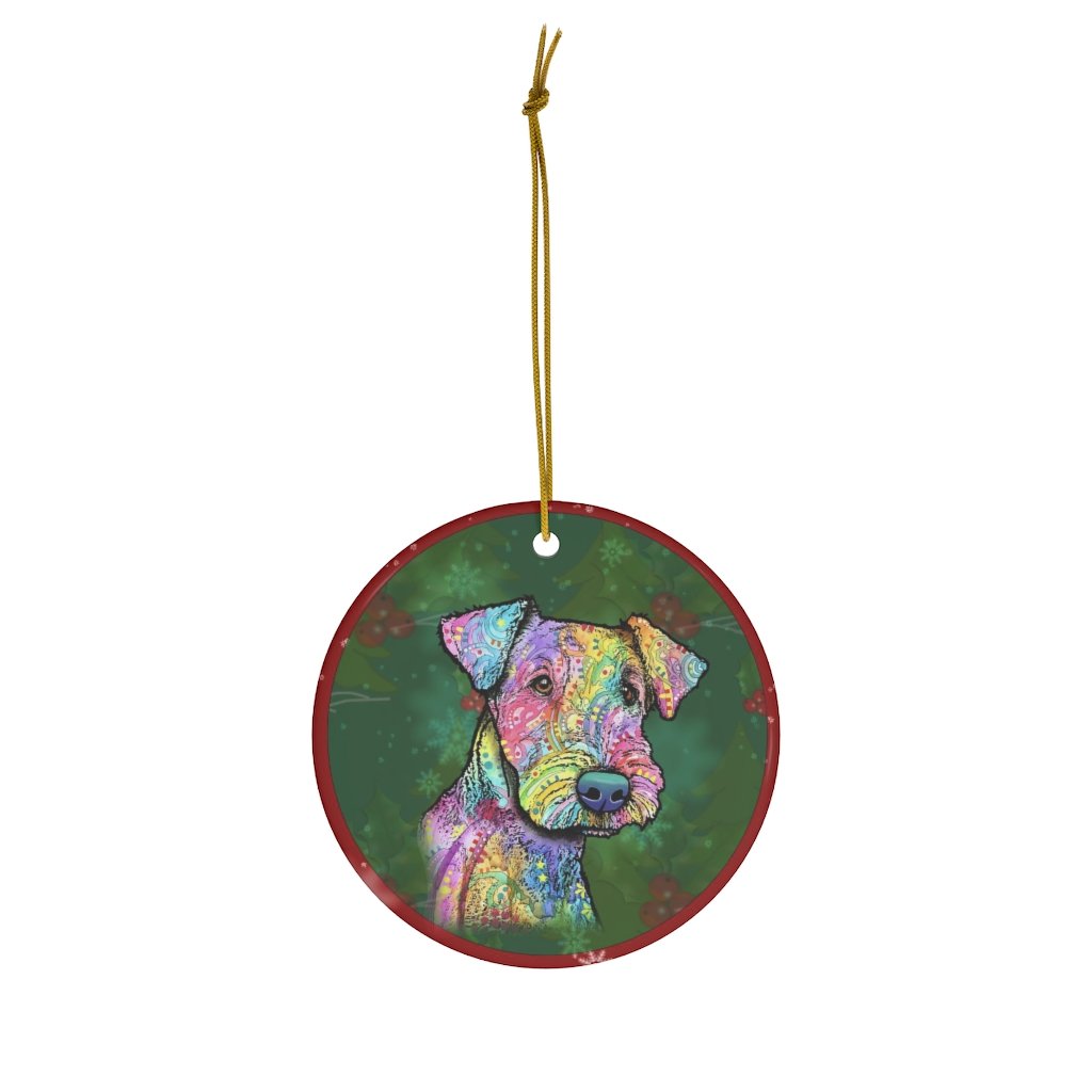 Airedale Terrier Design Ceramic Christmas Ornaments – Dean Russo Art