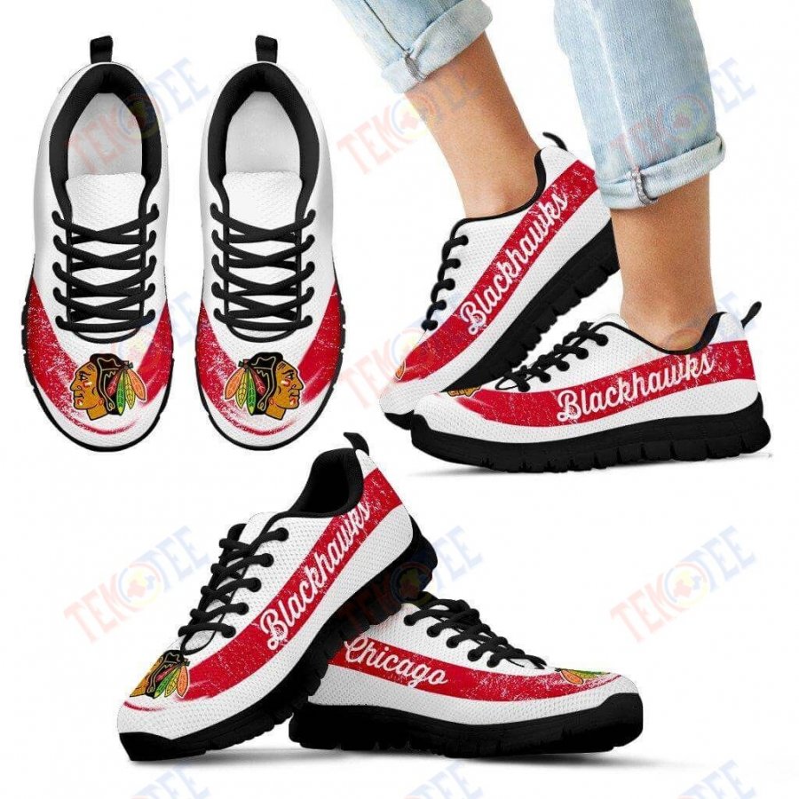 Mens Womens Chicago Blackhawks Sneaker Single Line Logo Sneaker Running Shoes For Men Women TDT295