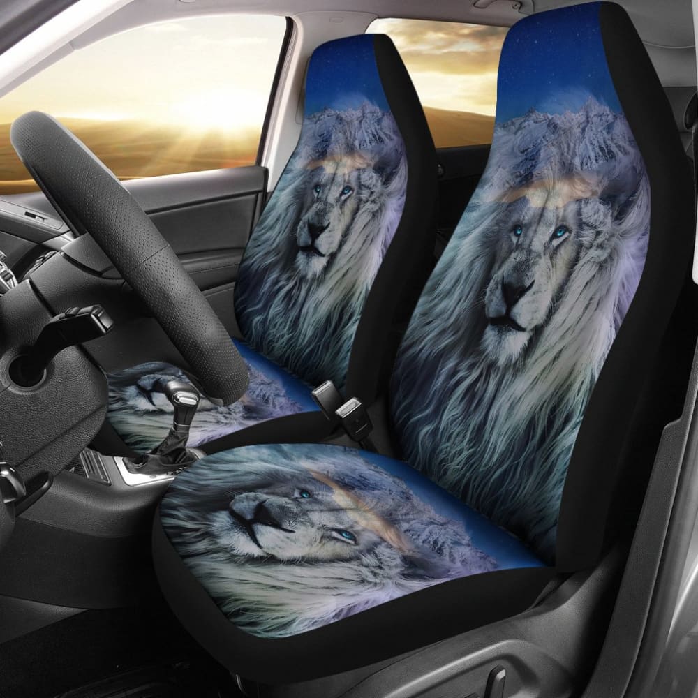 White Snow Mountain Lion Car Seat Covers 211303