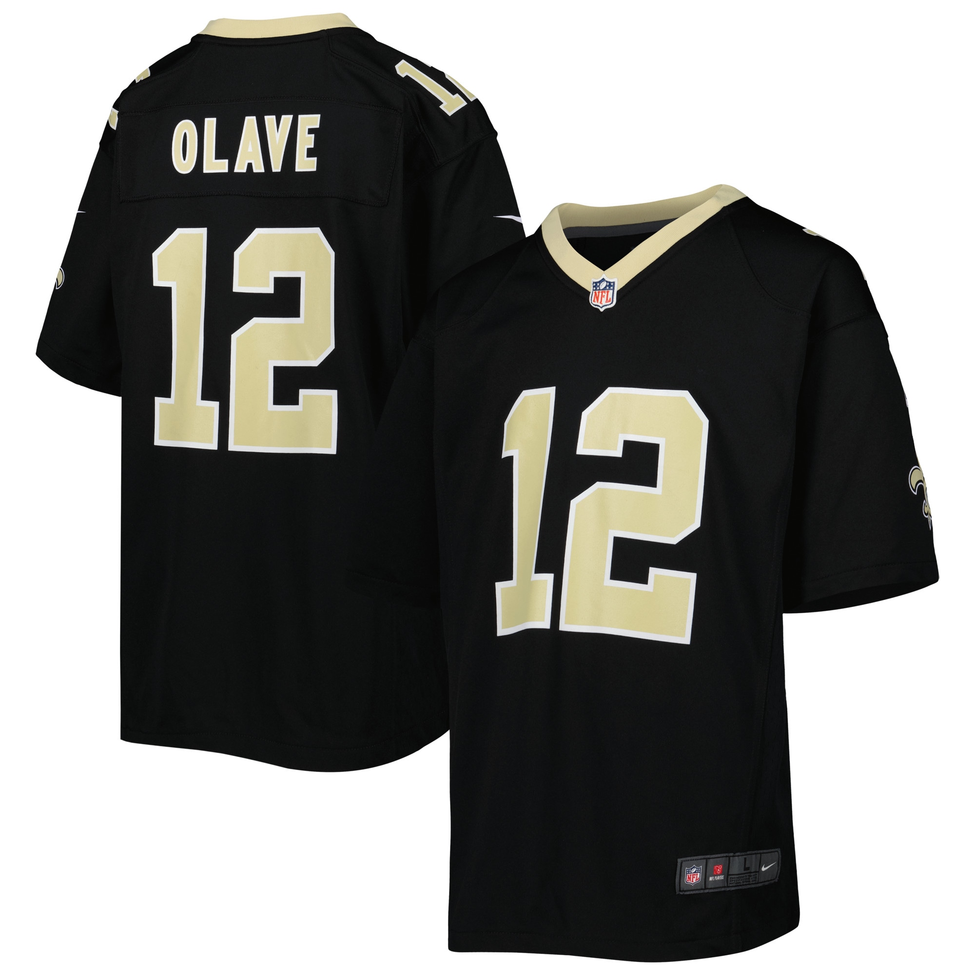 Youth New Orleans Saints Chris Olave Black Game Jersey