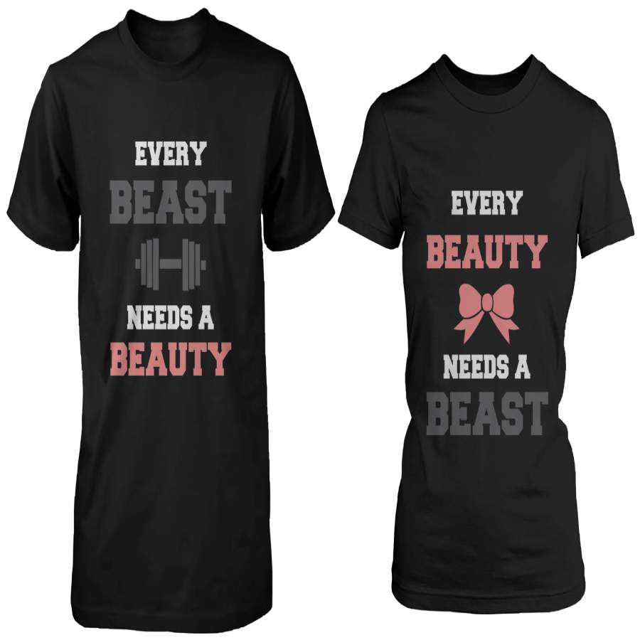 Every Beauty Needs A Beast Matching Couple Shirts (Set)